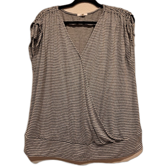 Maurices houndstooth black and white sleeveless top with shoulder ties, size XXL - Picture 2 of 9